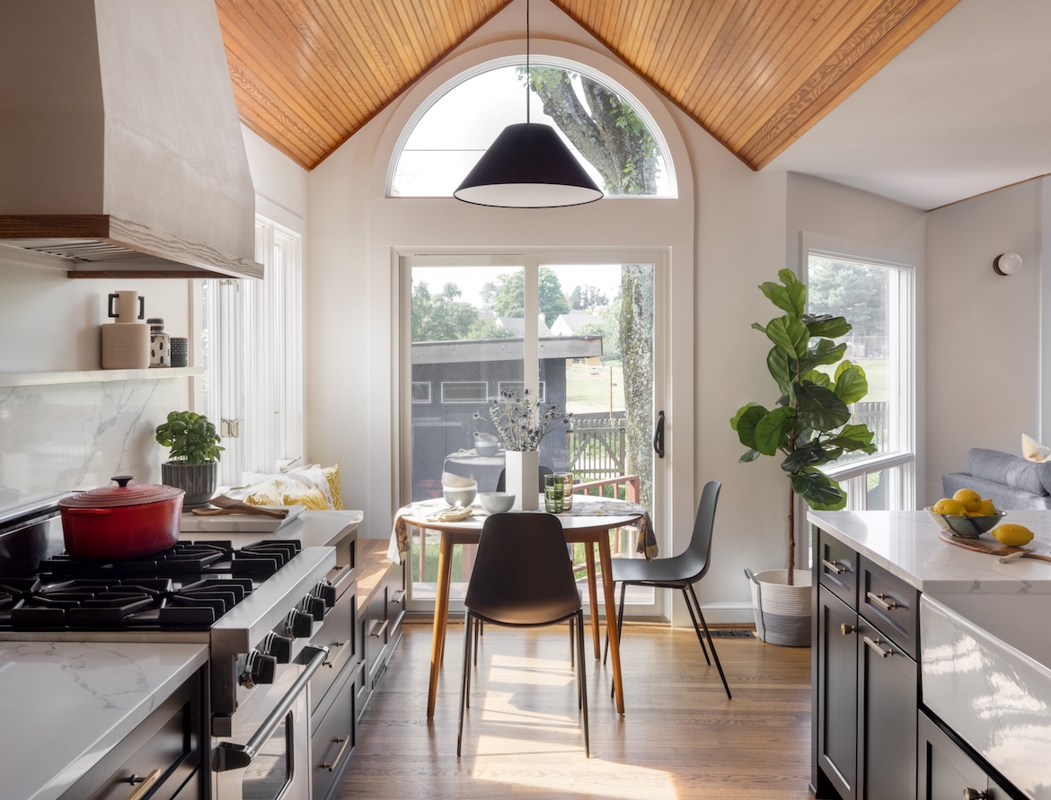 Galley kitchen white walls