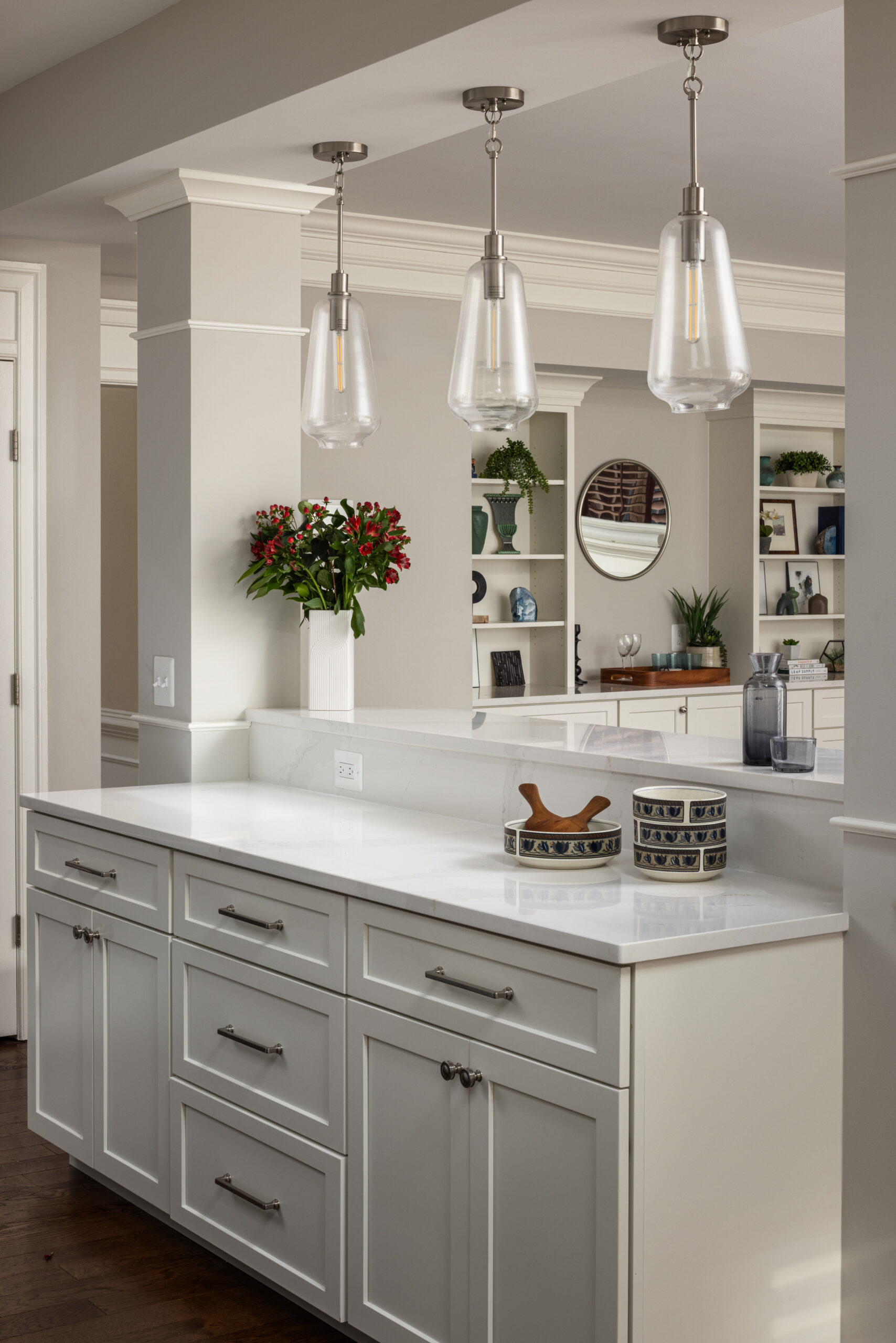 White Cabinetry With A Distinct Blue Green Island Kitchen Remodel in Oakton, VA by Jordan Design Build Group project photo 4